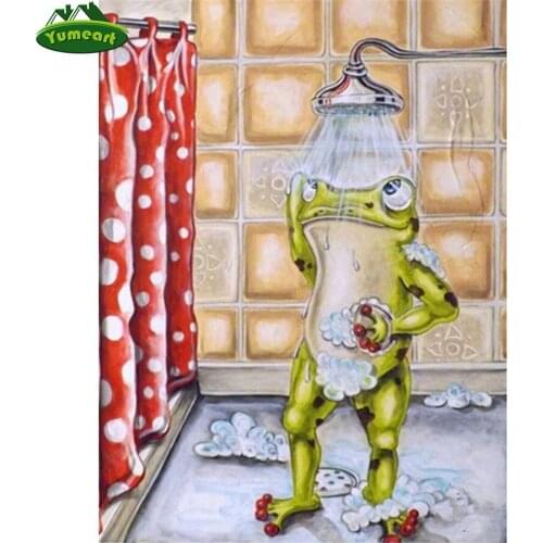 Yumeart 5D DIY Diamond Mosaic Bathing Frog Diamond Embroidery Christmas Gfit Diamond Painting Picture Needlework Kids Room Decor