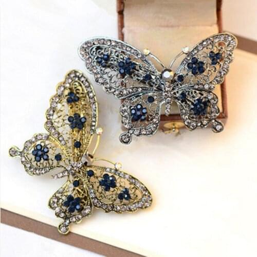 Women Butterfly Hair Clip Metal Rhinestone Hairpin Hairgrip Girls Headwear Barrette Hairpins Hair Jewelry Accessories Hot Sale