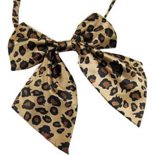 Hot sale fashion polyester leopard print bow tie for women butterfly ascot necktie cravat