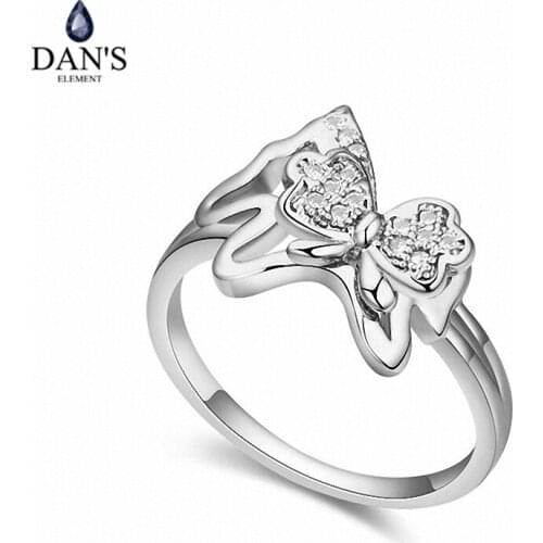 DANS Real Austrian Crystals Brand AAA Zirconia Micro Inlays Fashion Ring for women New Geometric 109682white