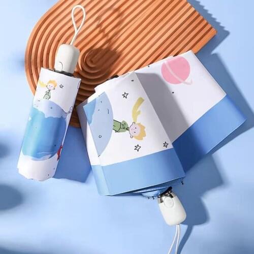 Cartoon Little Princ Umbrella Three/Five Folding Female and Male Umbrellas Sun Protection UV Protection Sunshade Dual Use
