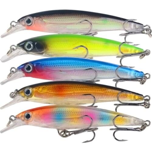 1pcs Minnow Fishing Lure floating baits artificial 7cm/4.3g 3D eyes Hard Bait Pesca Jig Wobblers with treble hooks depth 0-1m