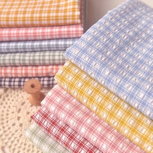 140x50cm Mori Style Bubble Plaid Anti-Wrinkle Polyester Fabric Dress Top Clothes Picnic Mat Doll Clothes Handmade DIY Cloth