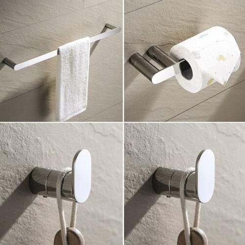 Bathroom Accessories Set Stainless Steel Polish Towel Bar Paper Holder Robe Hook
