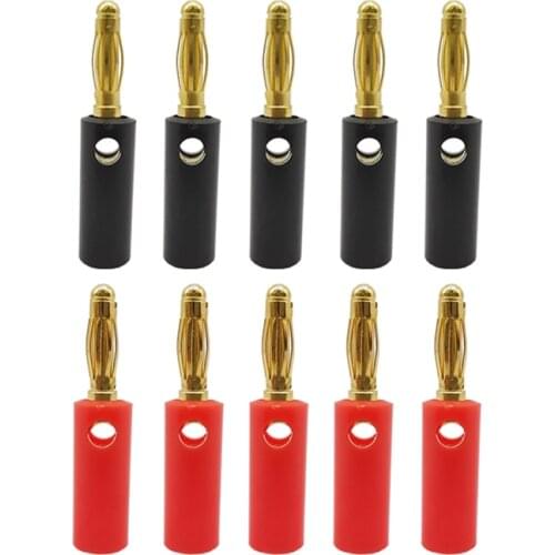 Black Red 4mm Banana Plugs Connectors Audio Speaker Gold Plated Adapter screw Wire Cable connector Lantern type banana head