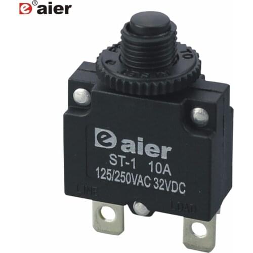 5Pcs Circuit Breaker Overload Protector Switch 5A /10A/15A Black Button Thermal Switches With Waterproof Cap Cover