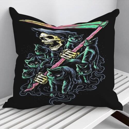7 Deathly Cats Throw Pillows Cushion Cover On Sofa Home Decor 45*45cm 40*40cm Gift Pillowcase Cojines Dropshipping