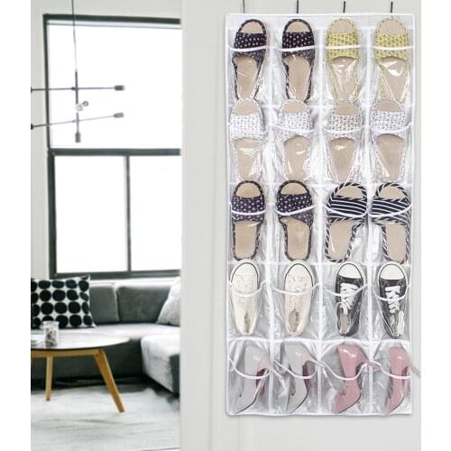 Large Plaid PVC Silver Transparent Bag Oxford Cloth Door Hanging Bag 20 Pockets quality etagere de rangement organizadores new