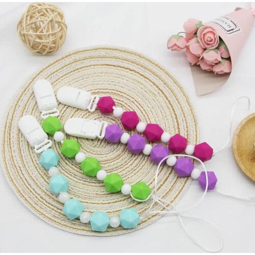 Cute-Idea Silicone Beads Teether Pacifier Bracelet Accessories Chain Toddle BPA Free Chewable Teething Soft Baby Product