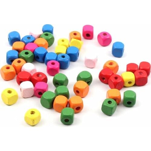 50Pcs Candy Color Wooden Beads DIY Square Color Wooden Jewelry Production Creative Earrings Necklace Anklet Accessories