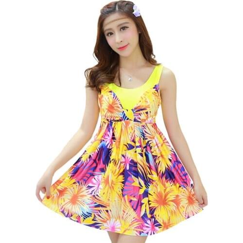 Floral Printed One-piece Women Loose Summer Beachwear Bathing Suit Swimwear