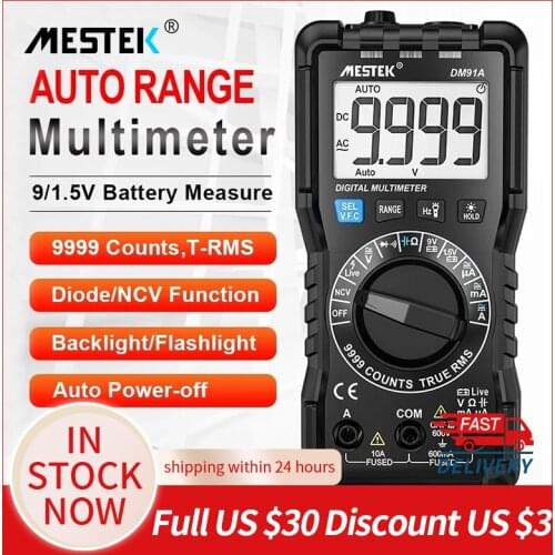MESTEK DM91A mini digital tester multimeter mini pocket multi meter DC AC Voltage Current Tester Ammeter 9999 Counts Multitester