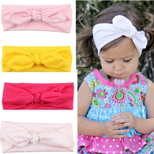 Baby Lovely Rabbit Ears Hair Bands Solid Color Bowknot Elastic Hairbands For Girls Fashion Hair Accessories