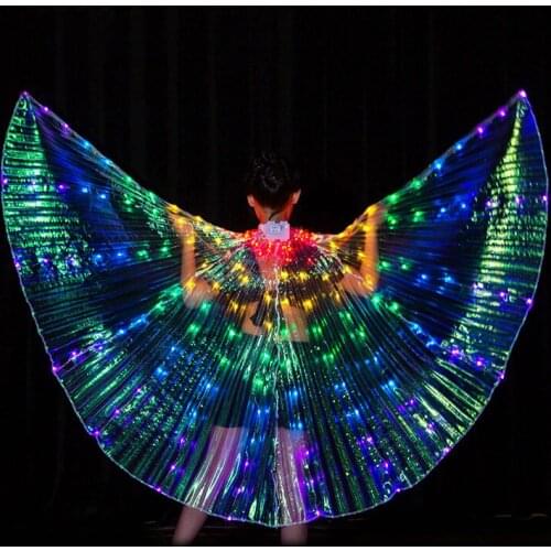 2020 Children Belly Dance LED Light Isis Wings Belly Dance Accessory Bollywood Oriental Egypt Egyptian Wings Costume With Sticks