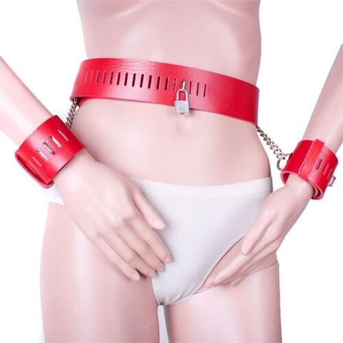 Fetish Bondage Restraints Sex Products Soft PU Leather Locking Waist Hand Cuffs Adult Games Sex Game Bdsm Sex Toys for Couples