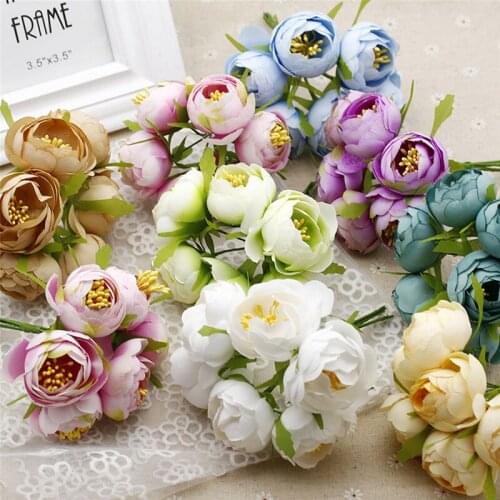 Artificial flowers bud fake flowers rose bouquet DIY Headdress and holding flowers wreath Supplies wedding home party decoration