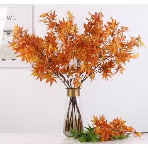 Artificial maple leaf red maple branch DIY wedding garden christmas interior maple tree decor fake tree material green leaf