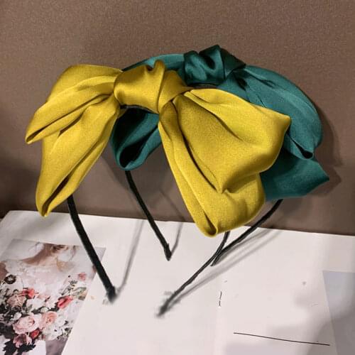 Red Bow Headband for Women Solid Color Knot Bow Hairband Double Layers Big Bow Headband Accessories Hair Bow Hoop Girls