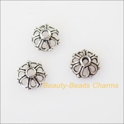 New 180Pcs Tibetan Silver Color Tiny Flower End Bead Caps Connectors 7.5mm