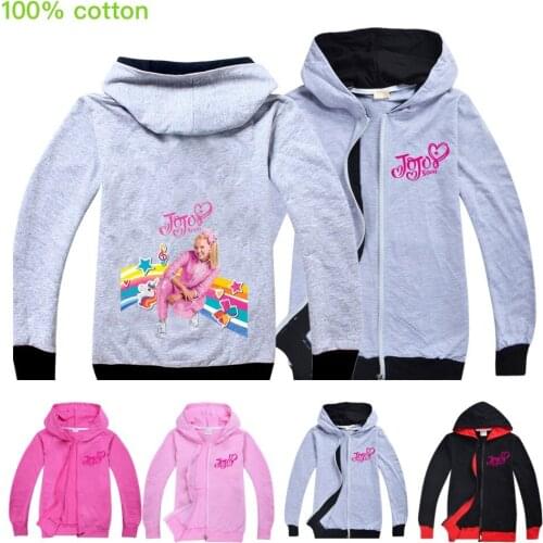 The new JOJO SIWA fashion cotton black and gray all-match childrens cardigan jacket