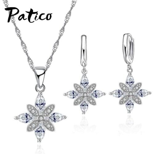 Hot Bridal Classic Crystal Rhinestone Necklace Earrings Wedding Jewelry Set 925 Sterling Silver Bar Appointment for Girl