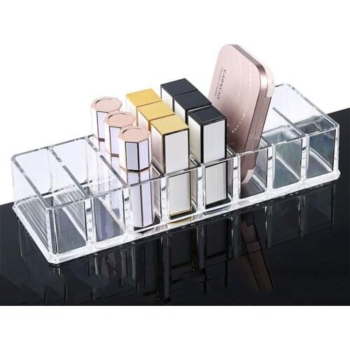 Clear Acrylic 8 Slots Makeup Organizer Makeup Powder Storage Box Desktop Cosmetic Organizer Lipstick Holder Makeup Jewelry Box
