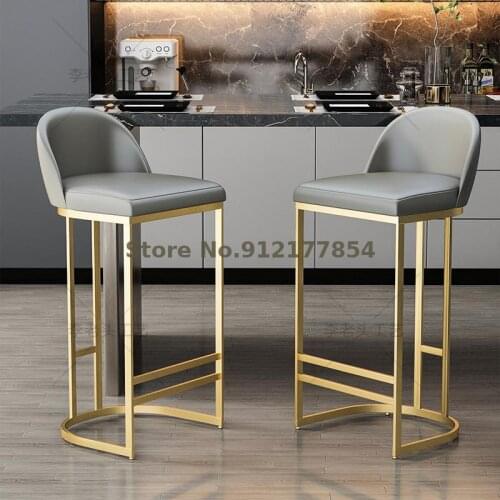Nordic Bar Stools Simple And Light Luxury Home Creative Golden Bar Stool High Chair Bar Chair Backrest Front Desk Stool