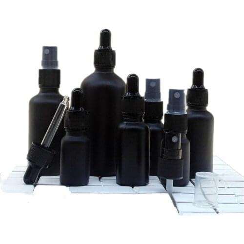 Glass Spray Bottle Matte Black Essential Oil Bottles Glass Dropper Vials Essence Packaging Container Dispensing Bottle 5/100ML