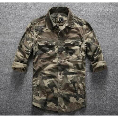 High quality camouflage shirt mens long sleeve shirt camouflage tooling military mountaineering jacket shirts