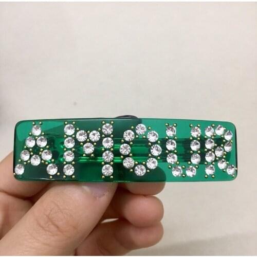 Crystal letter AMOUR Hair Barrette famous brand jewelry green orange color cz Hair Clip Snap Hair Barrette Hairpin for girls