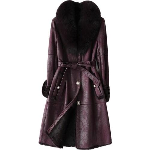 Natural Real Female Rabbit Jacket Autumn Winter Coat Women Clothes 2020 Korean Vintage Fox Fur Collar Long Tops
