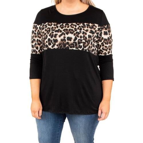 Women Leopard Sweatshirts 2021 Autumn Plus Size Tops Long Sleeve Contrast color Pullover Hoodie Female Casual 5XL Sweatshirt D30