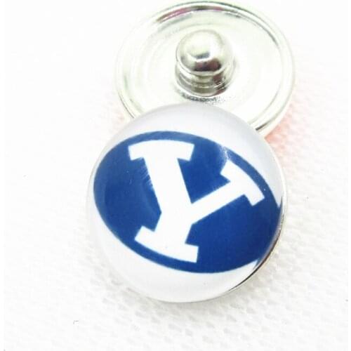 20pcs/lot Brigham Young University Snap Buttons for 18mm Sports Teams Snap Bracelet&Bangles DIY Snap Jewelry Charms