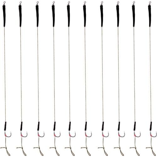 20 Pieces Fishing Braided Thread Carp Fishing Hooks Hair Rigs Crank Handle Hook