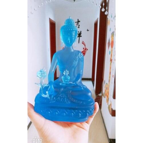 20CM Large HOME office GOOD Buddha Bless Greco-Buddhist efficacious the Medicine Guru Buddha Crystal Buddha statue talisman
