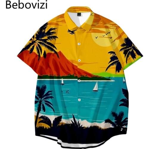 2021 Men Hip Hop Streetwear Hawaiian Shirt Print Harajuku Beach Shirt Summer Short Sleeve Casual Aloha Shirt Tops Male Shirts