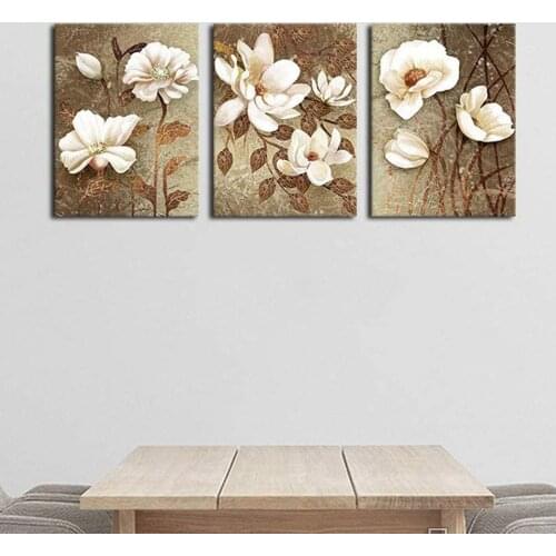 5d Diamond painting Triptych Vintage decoration 3 pieces diamond embroidery white flower bathroom living room decoration A339