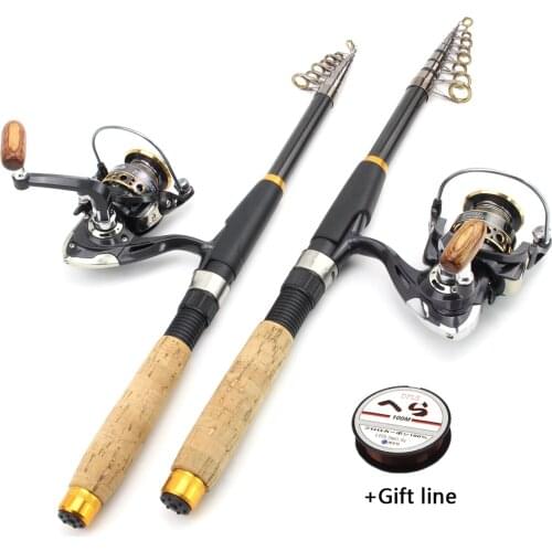 Promotion! 1.8m-3.6m Carbon Telescopic Fishing Rod Portable Spinning Fishing Rod and reel Fishing line Pole Travel Sea rod