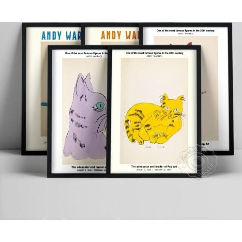 Andy Warhol Cats Poster, Andy Modern Pop Art Cat Wall Pictures, Warhol Cats Illustrations Painting, Street Art Animal Art Prints
