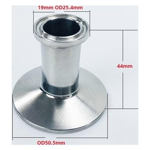 Free Shipping Short Type Tri Clamp Reducer 19mm OD25.4 x OD50.5, Sanitary Stainless Steel 304 Connector