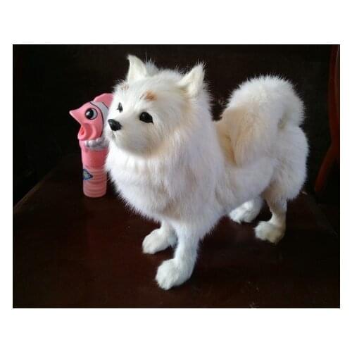 Big simulation white dog polyethylene & furs samoyed dog doll gift about 29x25cm 258