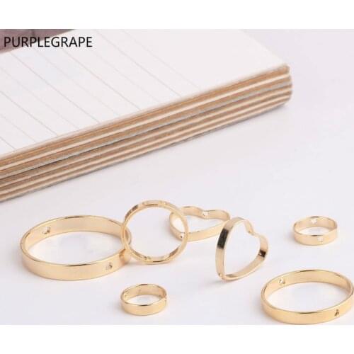 DIY Earrings Jewelry Copper Plated 18k Gold Color Accessories Geometry Pendant Round Love Double Hole Needle Material 10pcs