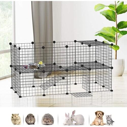 DIY Pet Dog Playpen Small Animal Cage Metal Wire Indoor Outdoor Portable Pet Cage for Bunny Puppy Rabbit Ferret Guinea Pig