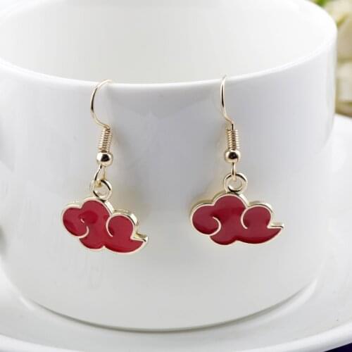 Enamel Anime Cosplay-Red-Cloud Drop Dangle Earrings Akatsuki-Organization Long Earrings Jewelry Women Men Accessories