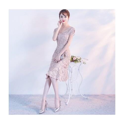 JIN IS YARN Gowns han edition short fashion elegant female 2019 new partyfishtaild rsse
