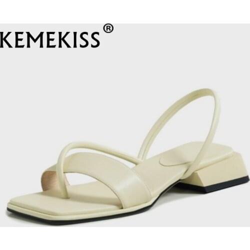 KemeKiss New Women Summer Shoes Real Leather Flip Flop Summer Sandals Women Fashion Simple Party Shoes Women Size 34-40