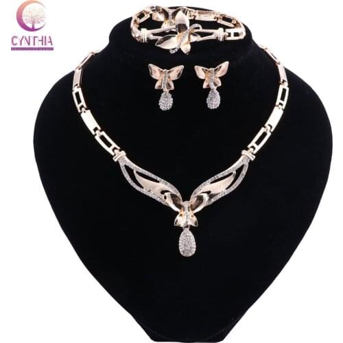 African Beads Jewelry Set Dubai Turkish Jewelry Sets For Women Crystal Vintaga Choker Necklace Earrings Bracelet Ring Set