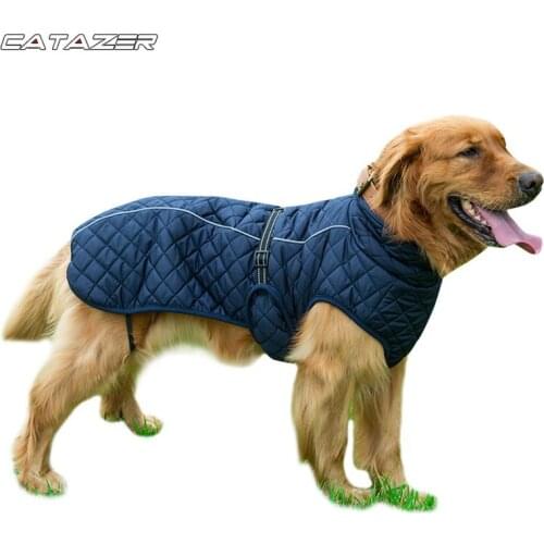 Dog Costume Dog Clothes Winter New Large Golden Retriever Dog Cotton-padded Coat Pet Outdoor Blazer Reflective Warm