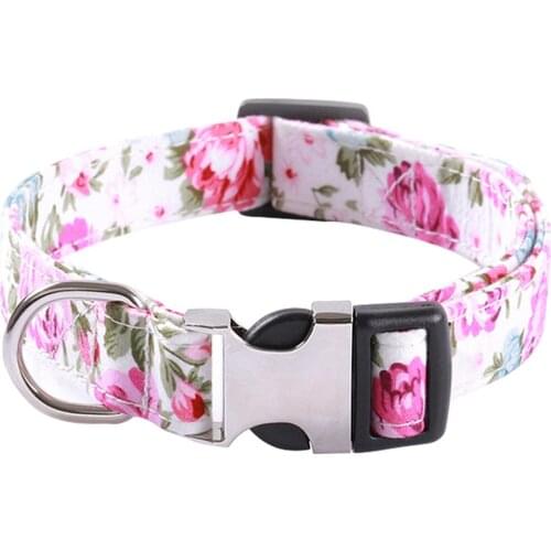 Legendog Lovely Pet Collar Rose Cotton Quick Release Buckle Fashion Kitten Collar Puppy Collar Durable Pet Accessories
