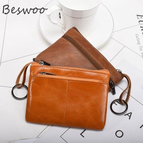 Mini Wallet Women Short Genuine Leather Zipper Wallet Mens Coin Purses Card Holders Unisex Change Bags Womens Purses Handbags